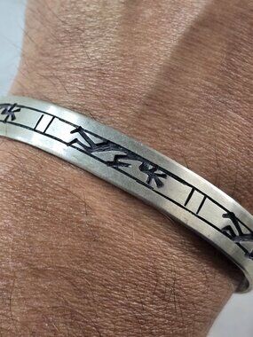 Vintage Estate Sterling Silver Southwestern Kokopelli Cuff Bracelet 22.2g E692